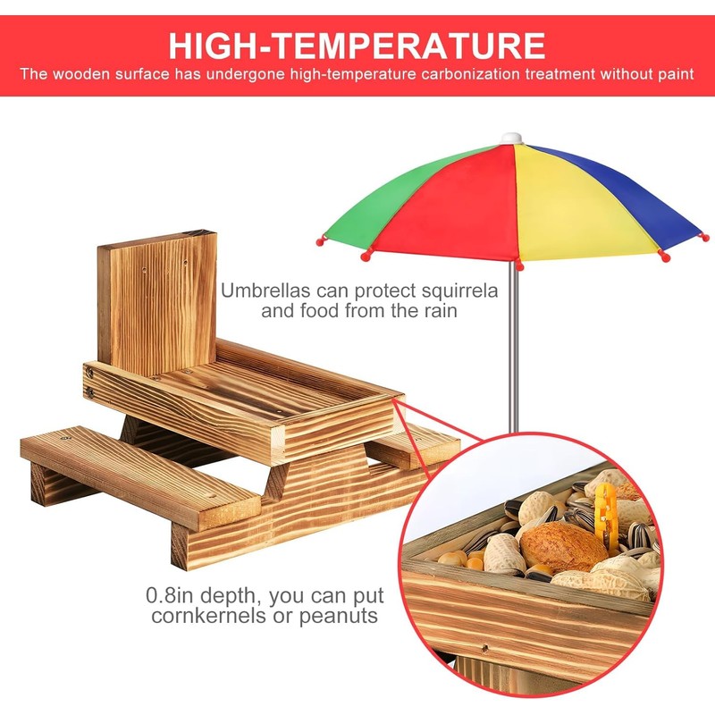 Gnodary Squirrel Feeder with Umbrella, Squirrel Feeders for Outside, Squirrel