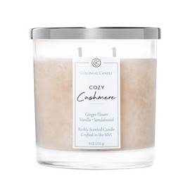 Colonial Candle Cozy Cashmere Scented Candle Jar, Highly Fragranced Candles for Home Scented, Mottled Wax Candle, 2 Wick, 8 oz - Made in The USA