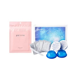 Utsukushia Carbonated Pack Pururi (4 Pieces), Facial Cleansing Toner Pad, Poano (15 Pieces), Set of 2