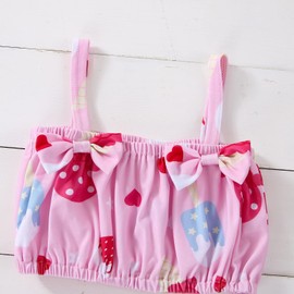 BOBODINOYO Baby Girls Swimsuit Cute Bathing Suit Two Piece Summer Bikini Infant Swimwear Clothes Gift for Toddler Girl, 18-24 Months, Pink Flowers