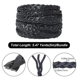 GORGECRAFT 5m x 7mm Black Leather Cord PU Leather Rope 2mm Thick Flat Folded Imitation Leather Strings Thread for DIY Braiding Crafts Bracelet Anklets Choker Necklace Jewelry Making Gift Wrapping