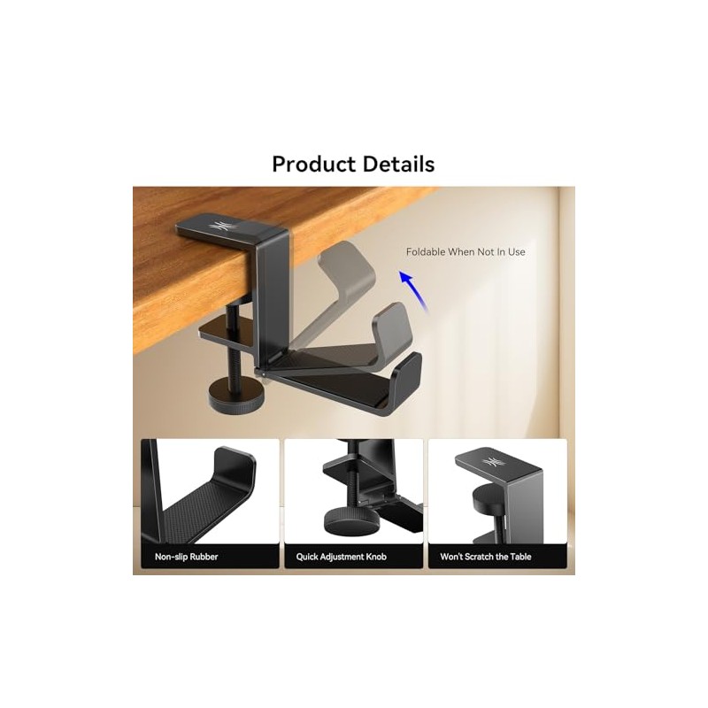 OneOdio Foldable Headphone Stand - Space-Saving Metal Holder