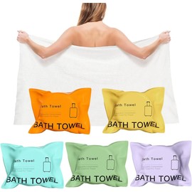 HASTHIP® Toallas Comprimidas Desechables y Reutilizables Pack 5 Piezas, Portátiles para Viaje, Hotel, Camping, Senderismo, Playa y Natación, Secado Rápido, Ligeras y Suaves 140x70cm