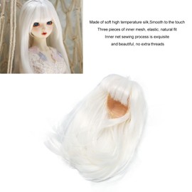 TOPINCN 1/6 Doll Wig Straight Hair High Temperature Silk for Bjd Ball Jointed Wigs Girl Doll Wig 6 Long Ball Jointed Doll Wig Doll Tail Wig Doll Making (White)