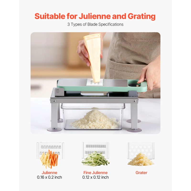 VEVOR Vegetable Chopper Mandoline Slicer All-in-1 Food Veggie Cutter 8