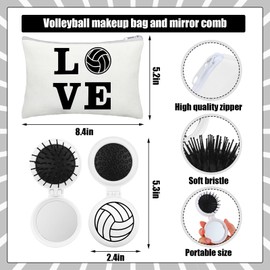 LemonRoad 48 Pcs Volleyball Lip Balm Hand Cream Makeup Bag Brush Set Volleyball Team Gifts Accessories Sport Party Supplies for Players Teen Girls Gifts