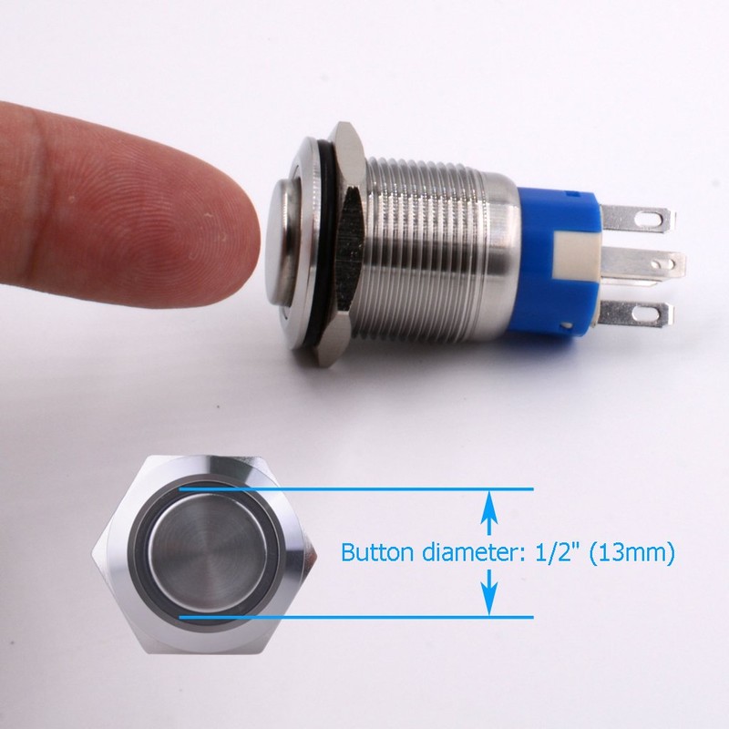 Momentary Push Button Switch, URTONE UR198, 1NO1NC Stainless Steel Shell