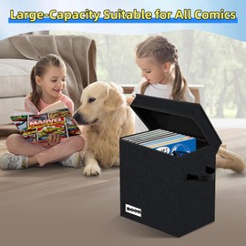 YNSZAS 5 PackCollection Comic Book Storage Boxes, Protector Organizer 11.8" X 9.8" X 7.8" Collapsible Short Box Holds 160-180 Comic Book Heavy Duty Bin Container Holder Shelf