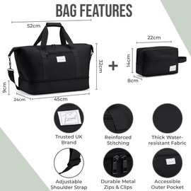 FAROWELL Travel Bag, Weekend Bags for Women/Men, Overnight Duffle Bag Holdall Bag, Easyjet Cabin Hand Luggage Underseat, Gym & Hospital Maternity, Womens/Mens Duffel Tote, Weekender Carry On Bags