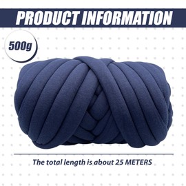 GOEDCH 500 g Bulky Arm Knitting Wool: Thick Wool Bulky Hand Knitting Yarn, Crochet Wool Chunky Yarn, Roving Yarn for Hand Knitting, Crochet for Blankets, Pet Nests, DIY Crafts (Dark Blue)