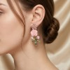Aretes Plata 925 Oro 14k Rosa Flor Perla Zirconia Mujer