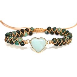 ZOSOJONA Women Wrap Bracelets Boho Natural Stone Jasper Turquoises Strand Bracelet Jewelry Collection (African Turquoise)