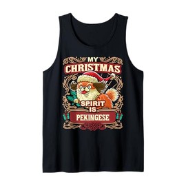 Pekingese My Christmas Spirit Dog Santa Claus Elf Reindeer Tank Top