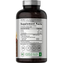 Cápsulas de aceite Keto MCT | 3600 mg | 300 cápsulas blandas | Píldoras de aceite de coco | Fórmula sin OMG y sin gluten | Suplemento de alta potencia