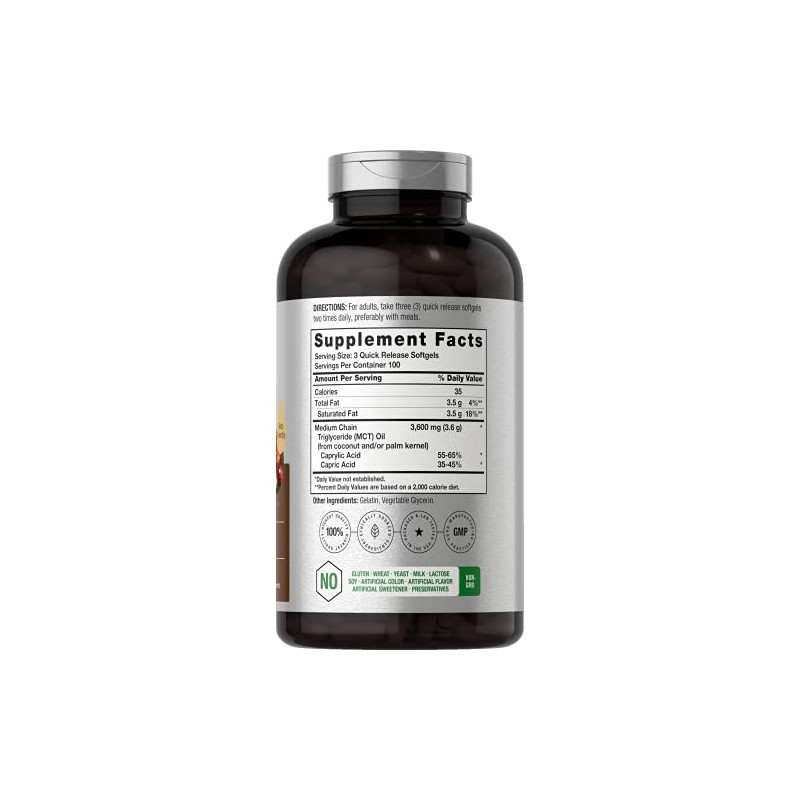 Cápsulas de aceite Keto MCT | 3600 mg | 300
