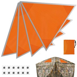 Blaze Orange Safety Panel, 4Pcs Magnetic Hunting Safety Panels for Ground Blinds with Reflective Strips and 12 Buttons, 150sq in Coverage, High Visibility for Outdoor Equipment Tents, Backpacks, etc