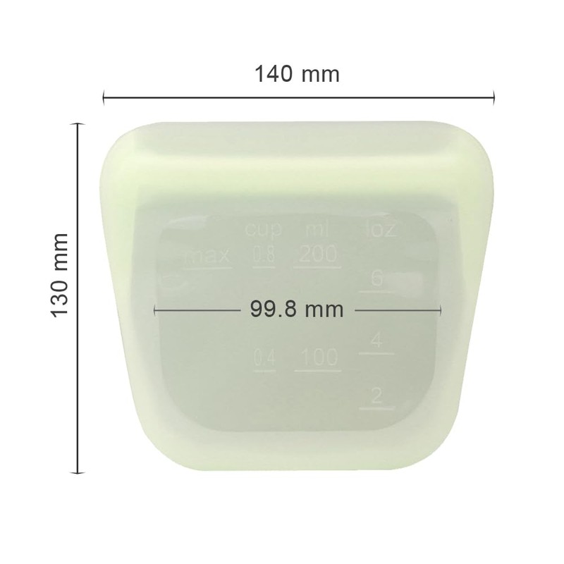 purifyou Set of 5 Reusable Silicone Storage Snack Bags 6oz