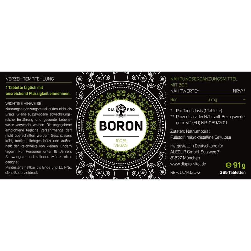 DiaPro® Boron high dose boron tablets with 3 mg boron