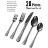 Fivent Floral Damask Rose Black Cutlery Set - 20 pcs