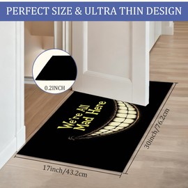 Gothic Smiling Mouth Door Mats Indoor,We're All Mad Here Front Door Mat Non-Slip Low Profile Welcome Mat for Outdoor Entrance Indoor Rug Mat Home Patio, Porch, Hallways Floor 30 x 17 Inch