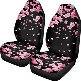 Knextrepoy Cherry Blossom Car Seat Covers Front Seats for Women, 2 Pack Soft and Breathable Car Seat Protector Bucket Seat Covers Auto Decor Accessories for Van SUV Sedan