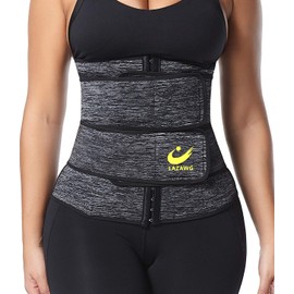 LAZAWG Women Neoprene Waist Trainer Sweat Belt Waist trimmer Sauna Waist Cincher Girdle Gray