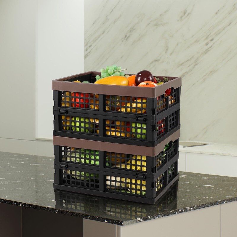 Melontray Set of 3 Plastic Collapsible Storage Crate, 15 L