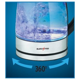 EUROSTAR EKG17BK 1.7L Glass Kettle, Black