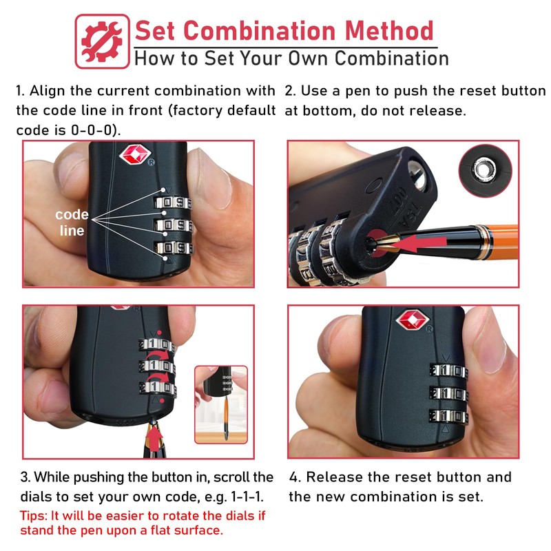 NAGE Luggage Locks, 3-Digit Security Suitcase Padlocks, Luggage Locks for