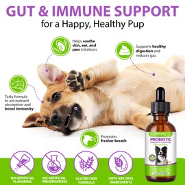 Dog Probiotic, Probiotics for Dogs with Prebiotic and Enzymes, 3 in 1 Dog Probiotic Drops, Dogs Probiotics Supplement Help Digestive Support Gut Health