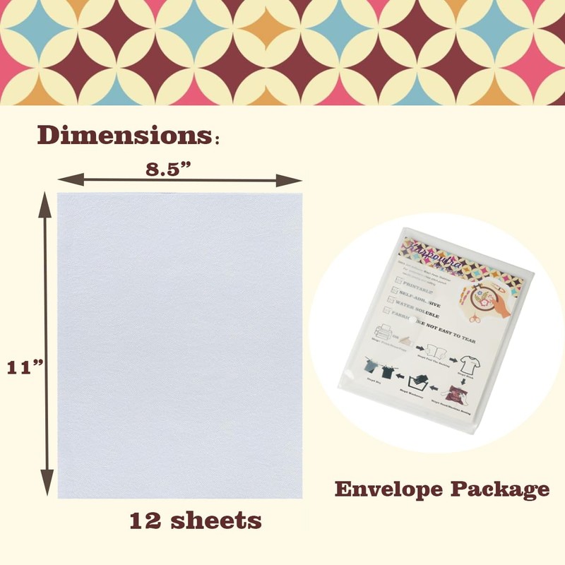 Karpoulra 6 Sheets 8.5"x11" Sticky Water Soluble Embroidery Stabilizer, Dissolvable