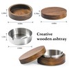DDAJJAJ Wooden Ashtray with Lid for Smokers Stainless Steel Liner