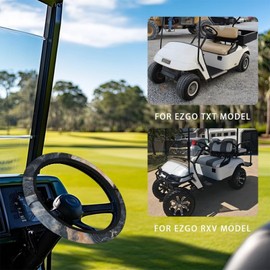 FUIALDOLG Grey Marble Print Golf Cart Steering Wheel Cover Golf Cart Steering Wheel Protector Good Texture and Nice Look Not Easy to Deform Universal Fit (13"-14")