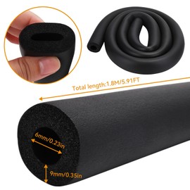 Pipe Insulation Foam Black Foam Pipe Insulation Diameter 6 mm Insulation of Pipes Foam Hose for Heating Sanitary Heating Pipe Copper Pipe (Black, 6 mm)