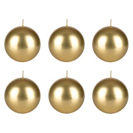 Mega Candles 6 pcs Unscented Gold Round Ball Candle, Hand Poured Premium Wax Candles 3 Inch x 3 Inch, Home Décor, Wedding Receptions, Baby Showers, Birthdays, Celebrations, Party Favors & More