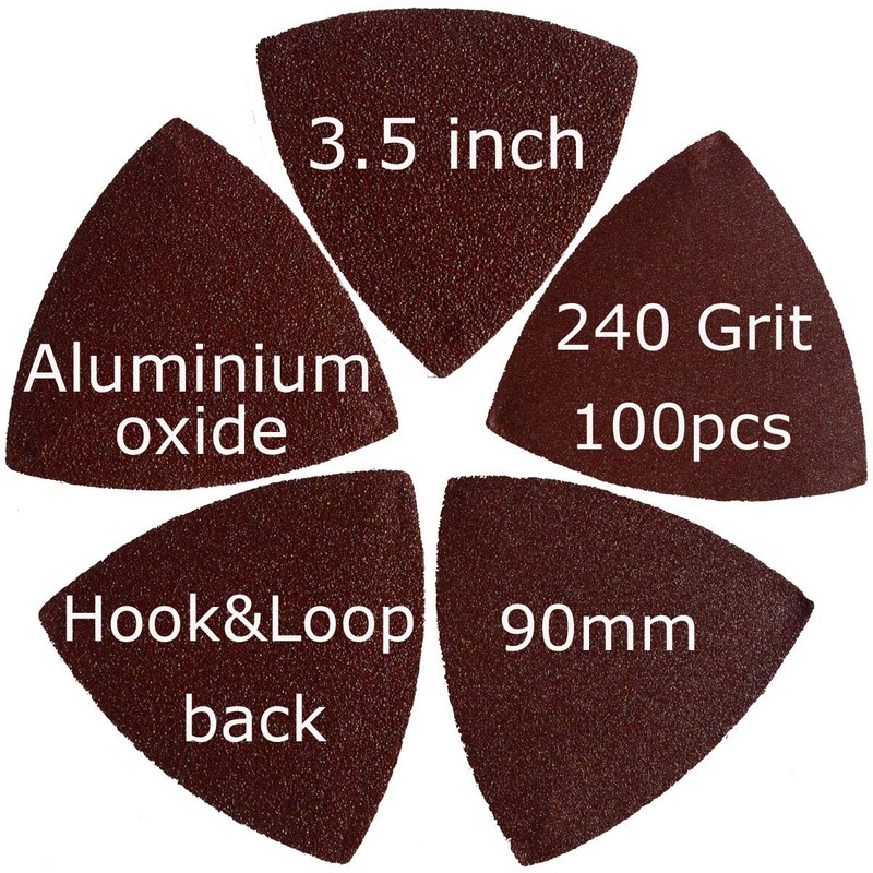 XXGO 100 Pcs 240 Grits 3-1/2 Inch 90mm Triangular Hook
