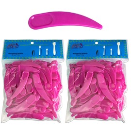 PANA Curved Boomerang Disposable Plastic Cosmetic Spatula for Mixing and Sampling Makeup, Skincare, Creams, Lotions, and Masks (Pink, 2 Packs)