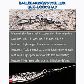 9Tong Ball Bearing Swivel Fishing Snap Fishing Rolling Swivel Salt Water Stainless Steel Fishing Swivel Barrel Ball Bearing Snap Fishing Spin Fishing Accessories 25 Pieces 220 lbs