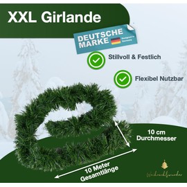 Christmas Garland, Green, 10 Metres, Artificial Decorative Garland, Diameter 10 cm, Fir Garland Christmas 5 pcs