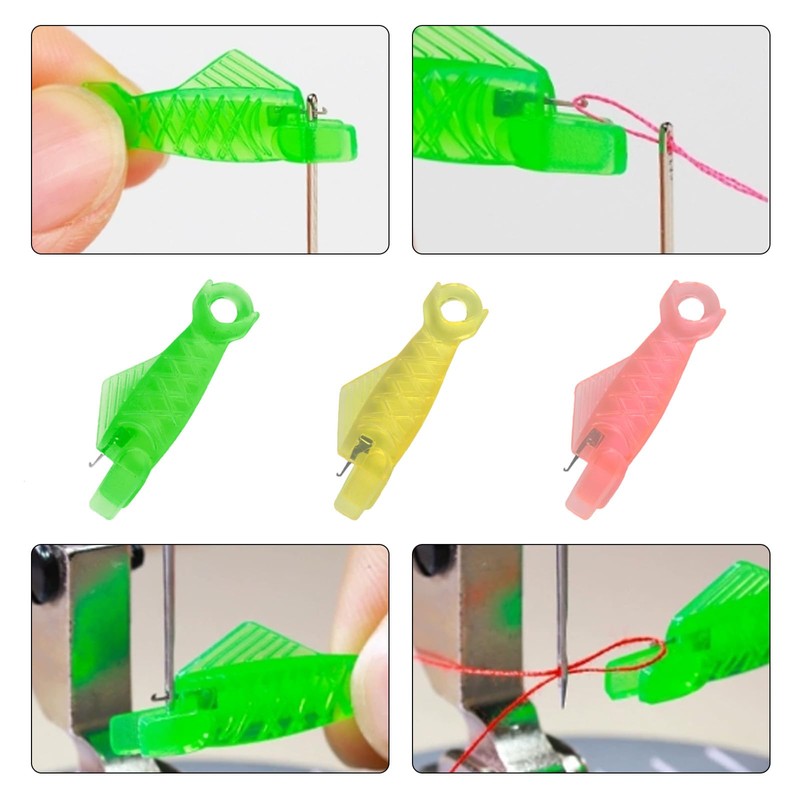 90 Pcs Automatic Needle Threaders for Sewing Machine, Fish Mouth