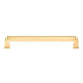 Utopia Alley Bergen Pull Handle - Decorative Cabinet Drop Pull Handles for Cabinets and Drawers - Vintage Cabinet Hardware with Hand Finished Brushed Brass - 6.3" Center to Center (25)