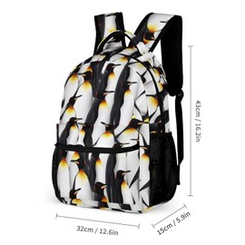 Penguin Backpack with Lunch Box & Pencil Case for Kids Girls Boys School, 16 Inch Cute Penguins Bookbag, School Backpack for Students Children, Lightweight, Large Capacity