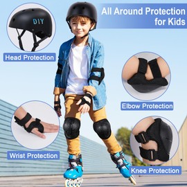 FIODAY Kids Bike Helmet Knee Pads for Kids Adjustable Protective Gear with Knee and Elbow Pads Wrist Guards Toddler Helmet for Boys Girls Skateboard Inline Skating Scooter, 3-5-8-13 Years