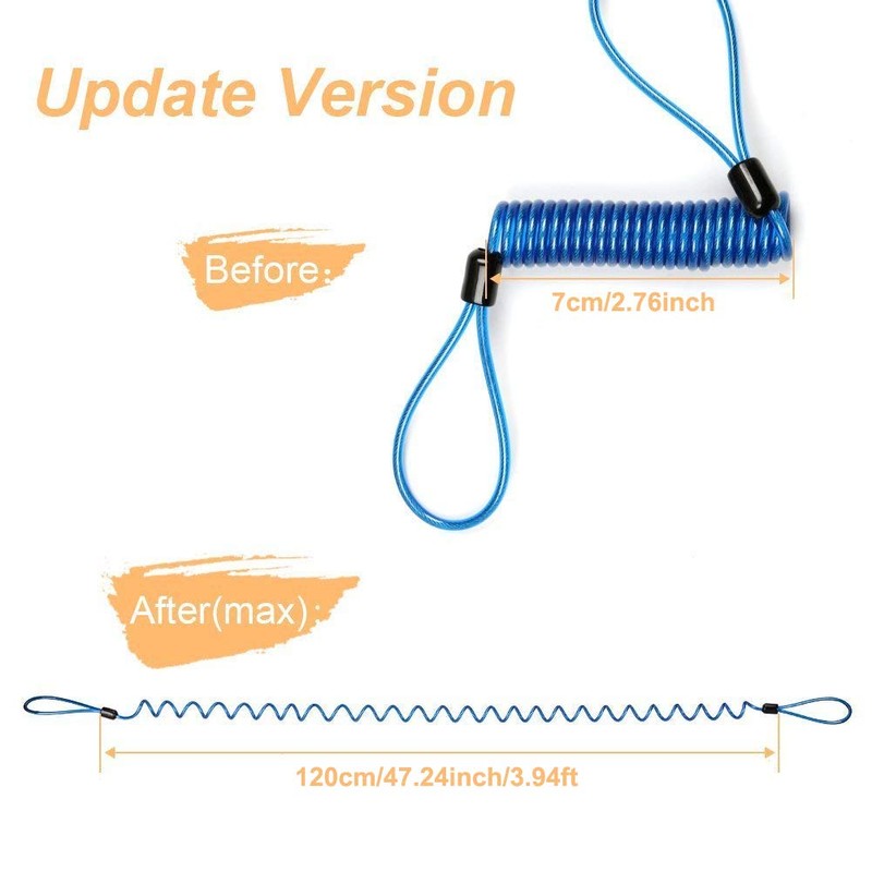 Reminder Cable,YOFUNTLE [2 Pack] Disc Lock Cable,Security Steel Wire Spring