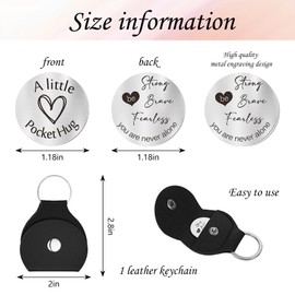 PASDUCHAS 3 PCS Pocket Hug Token with PU Leather Keychain, Steel Double Sided Thoughtful Gifts for Men Women Friends