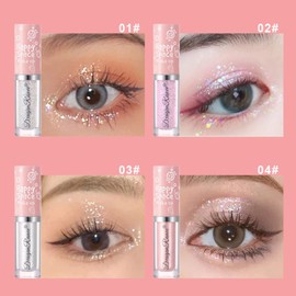 8 Colours Liquid Glitter Eyeshadow Makeup Set, Metallic Glitter Durable Highly Pigmented Diamond Shimmer Glitter Eyeshadow Waterproof and Durable Quick Drying Eyeshadow Set