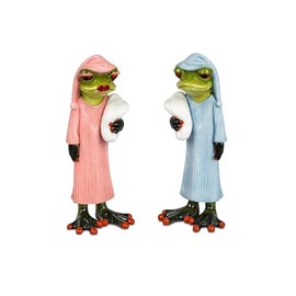 formano Set of 2 Frog Figures Funny Sleeping Cap - 17 cm Hand-Painted Artificial Stone Decoration - High-Quality Gift Idea & Humorous Indoor Decoration from Frog House Living Room
