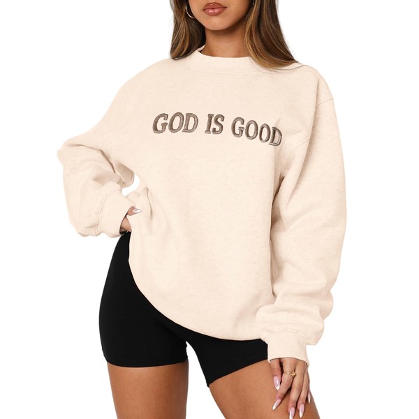 MAPICK Womens GOD IS GOD Sweatshirts Jesus Oversized Fleece Sweaters