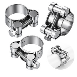 3 Pcs Stainless Steel Joint Bolt Clamp 23-25mm Set Exhaust Clamp, Hose Clamp Stainless Steel with Joint Bolts, Pipe Clamp for Exhaust Pipe, Water Pipe, Motorcycle Exhaust Stable Pipe Clamp in Width