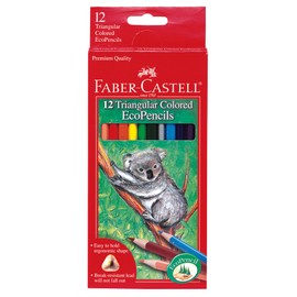Faber-Castell Triangular Colored EcoPencils - 12 Pack Colored Pencils for Kids, Pre-Sharpened Coloring Pencils